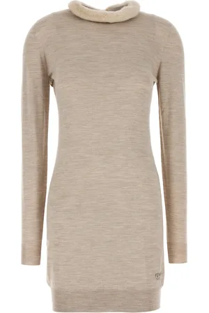 Fendi Mini abito in misto lana cappuccino DONNA