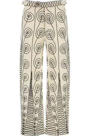BODE Pantalone Quillwork in lana ricamata UOMO