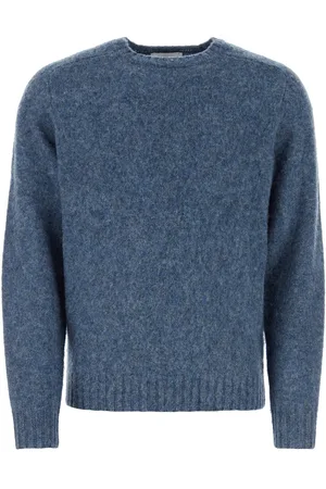 Harmony Maglione Shaggy in lana blu melangè UOMO