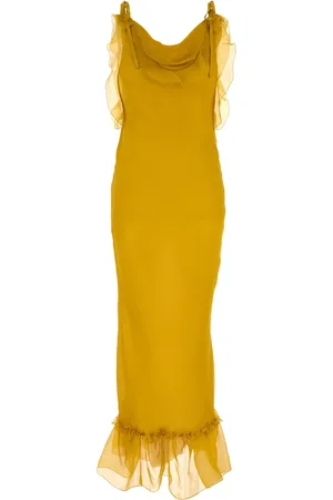 Saint Laurent Abito in crepe senape DONNA