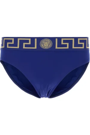 VERSACE Slip mare in nylon stretch blu elettrico UOMO