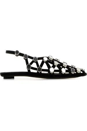 The Attico Ballerine Grid in pelle scamosciata nera DONNA
