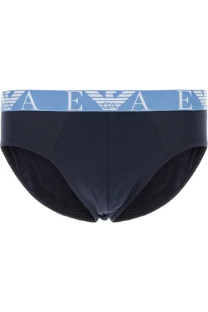 Emporio Armani Set di slip in cotone stretch blu UOMO