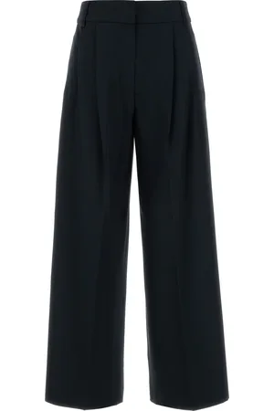 Max Mara Pantalone palazzo Nichols in lana blu notte DONNA