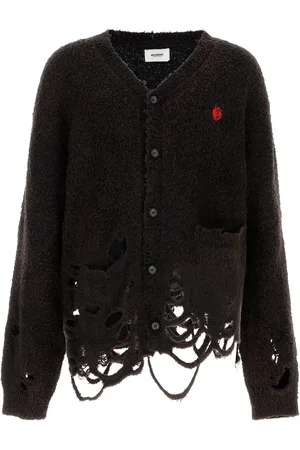 DOUBLET Cardigan in cotone cioccolato melangè UOMO