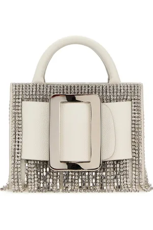 BOYY Borsa a mano Bobby 18 Crystal Flapper in pelle bianca DONNA