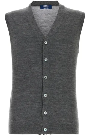 FEDELI Gilet in lana grigio scuro UOMO
