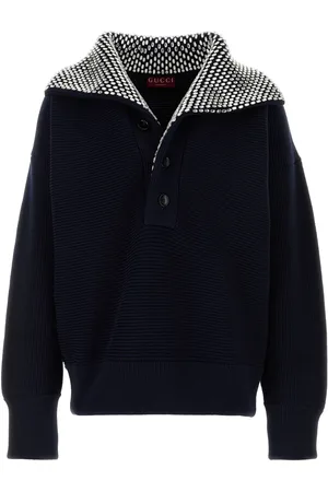 Gucci Polo in misto cotone blu navy UOMO