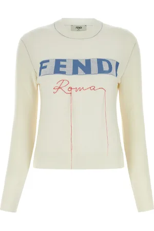 Fendi Maglione in misto cashmere stretch avorio DONNA