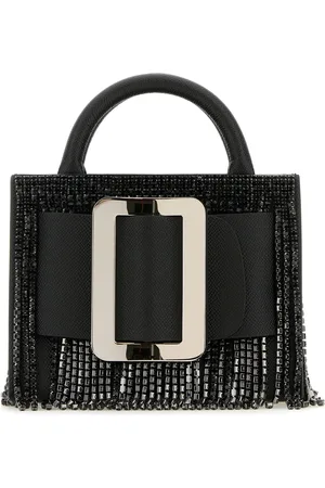 BOYY Borsa a mano Bobby 18 Crystal Flapper in pelle nera DONNA