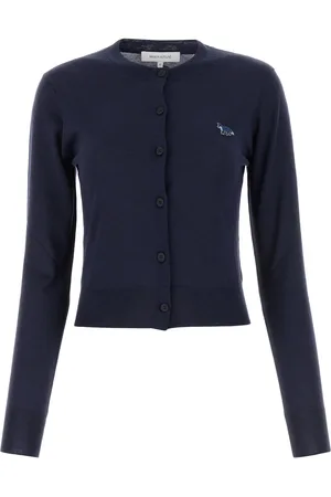 Maison Kitsuné Cardigan in lana blu navy DONNA