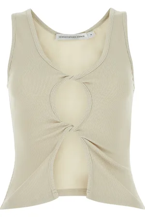 CHRISTOPHER ESBER Top in poliestere stretch avorio DONNA