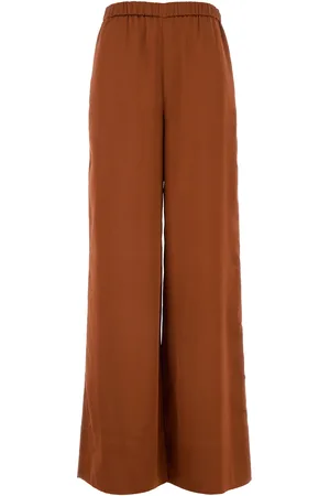 THE NINA STUDIO Pantalone dalla gamba ampia in raso stretch cioccolato DONNA
