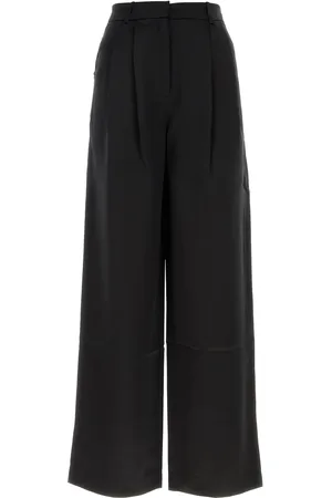 LOULOU Pantalone dalla gamba ampia Vione in raso nero DONNA