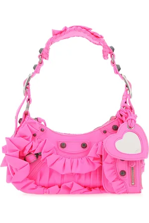 Balenciaga Borsa a spalla Le Cagole XS in tessuto rosa fluo DONNA