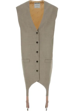 Moschino Gilet oversize bicolor in lana e raso DONNA