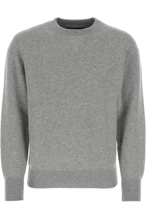 Prada Maglione in misto cashmere stretch grigio melangé UOMO