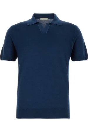 CANALI Polo in misto lana blu UOMO