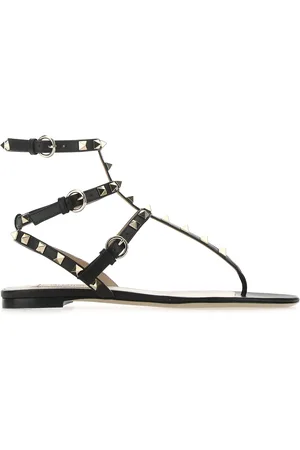 VALENTINO GARAVANI Sandali infradito Rockstud in pelle nera DONNA