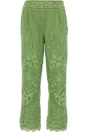 Farm Rio Pantalone in pizzo guipure verde DONNA