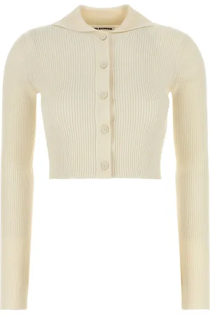Jil Sander Cardigan in misto lana crema DONNA