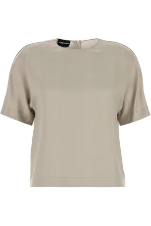 Giorgio Armani T-shirt in raso tortora DONNA