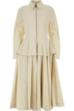 Bottega Veneta Abito chemisier in misto cotone sabbia DONNA