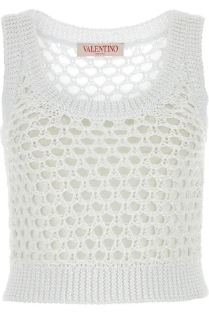 VALENTINO GARAVANI Crop-top Escape in rete bianca DONNA