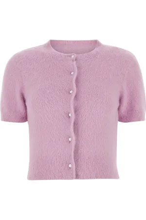 Maison Margiela Cardigan in misto angora lilla DONNA