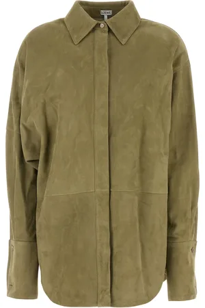 Loewe Camicia in pelle scamosciata verde salvia DONNA