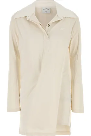 Courrèges Abito polo in misto cotone avorio DONNA