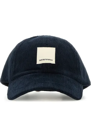 Emporio Armani Cappello da baseball in velluto a coste stretch blu notte UOMO