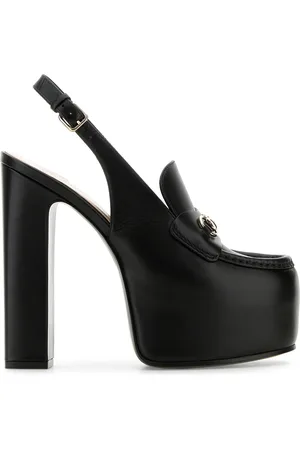 Gucci Scarpe con tacco in pelle nera DONNA