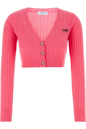 OFF-WHITE Cardigan in misto lana fucsia DONNA