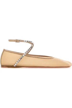 Amina Muaddi Ballerine Ane in rete beige DONNA