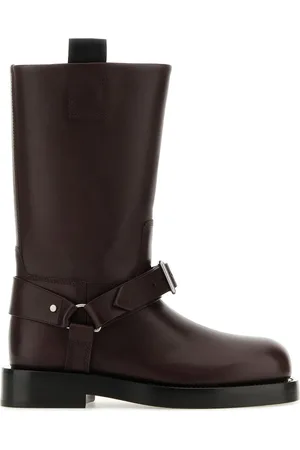 Burberry Stivaletti Saddle in pelle melanzana DONNA