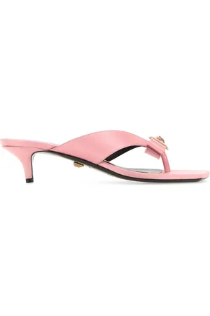 VERSACE Sabot infradito Gianni Ribbon in raso rosa DONNA