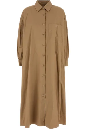 Max Mara Abito chemisier Siberia in popeline beige DONNA