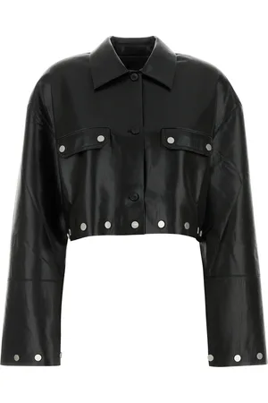 Nanushka Camicia Kassie in similpelle nera DONNA