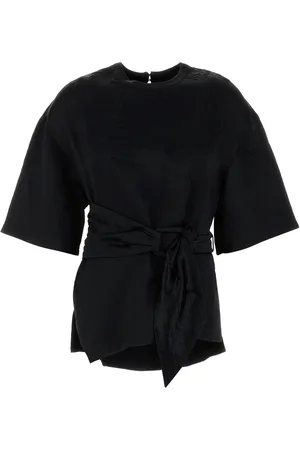 Nanushka T-shirt Besia in raso nero DONNA