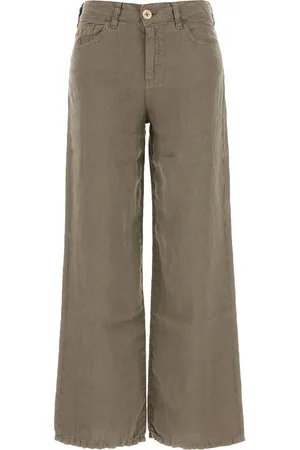 Lois Pantalone dalla gamba ampia Culotte in lino verde salvia DONNA