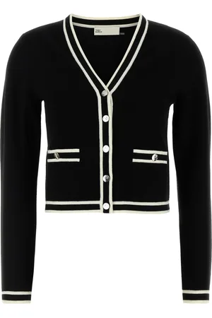 Tory Burch Cardigan Kendra in misto lana stretch nera DONNA