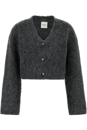 Nanushka Cardigan Henny in misto nylon stretch grigio scuro DONNA