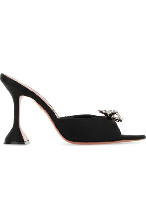 Amina Muaddi Sabot Rosie in raso nero DONNA