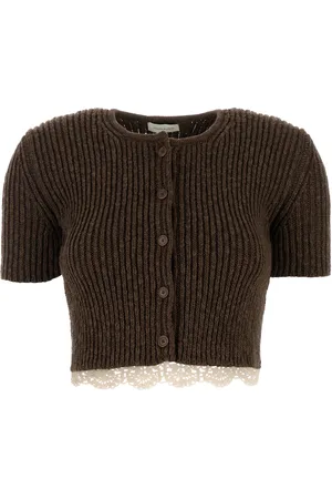 MAGDA BUTRYM Cardigan marrone in cotone e lino DONNA