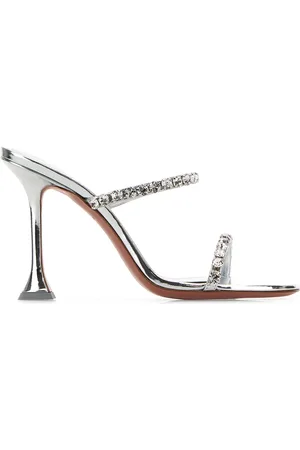 Amina Muaddi Sabot Gigi in pelle argento DONNA