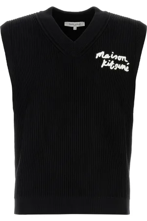Maison Kitsuné Gilet in misto cotone nero UOMO