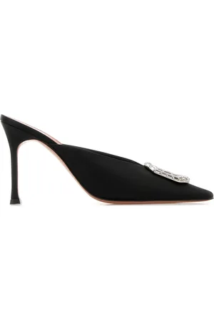 Amina Muaddi Sabot Camelia in raso nero DONNA