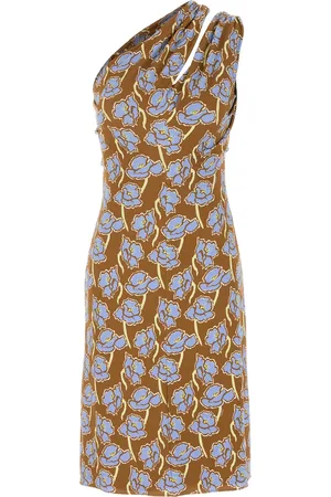 VERSACE Abito monospalla in crepe stretch stampato DONNA