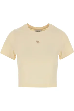 Maison Kitsuné T-shirt in cotone giallo pastello DONNA